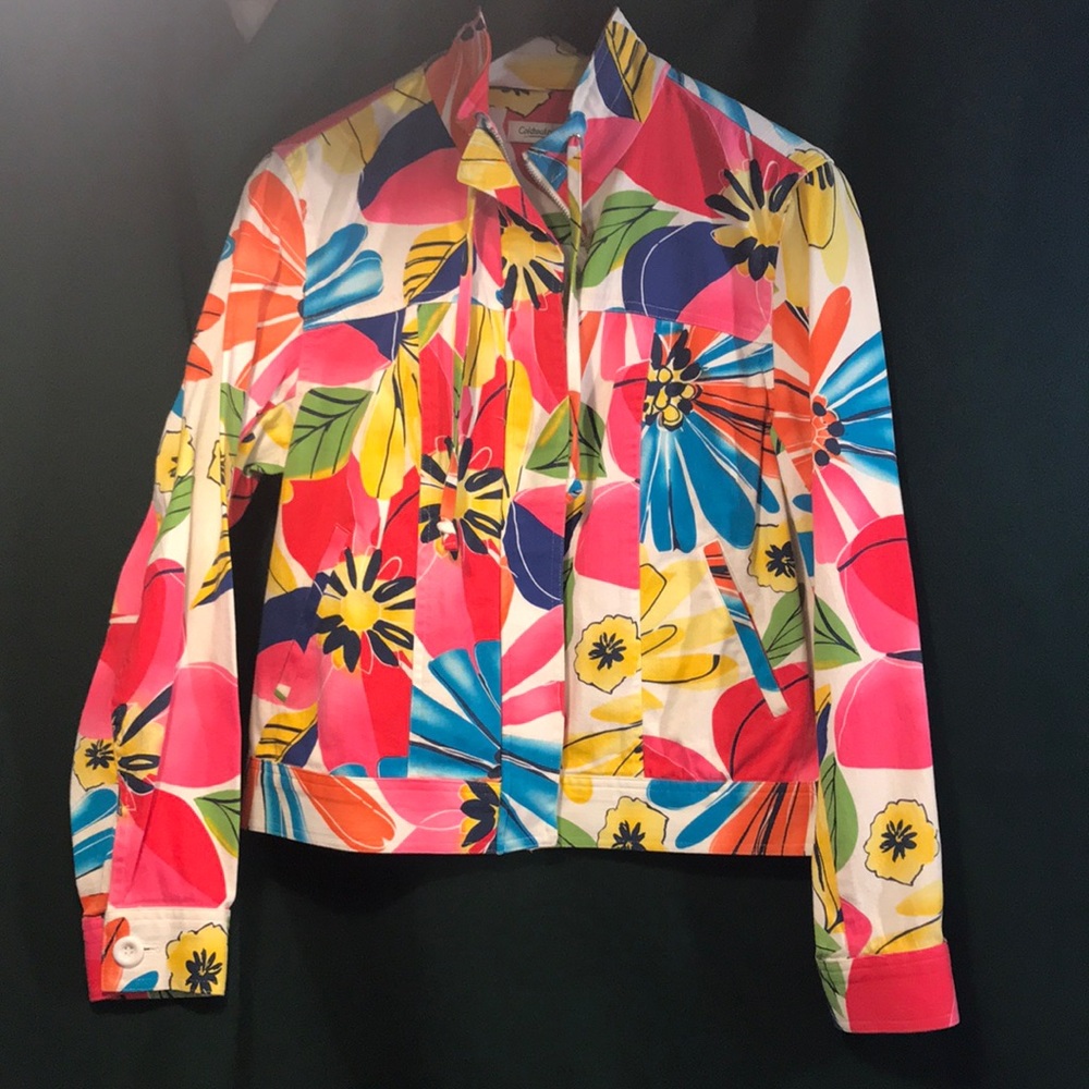 Coldwater Creek Lightweight Floral Denim Jacket